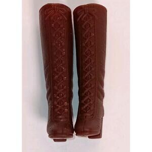 Vintage Barbie Lace Up Boots Medium Brown Mod Shoes READ